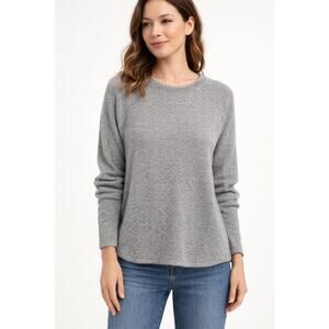 Double Zero Women’s Gray Ribbed Crewneck Sweater Knit Pullover Size L